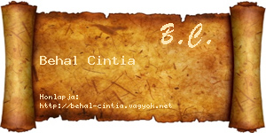 Behal Cintia névjegykártya